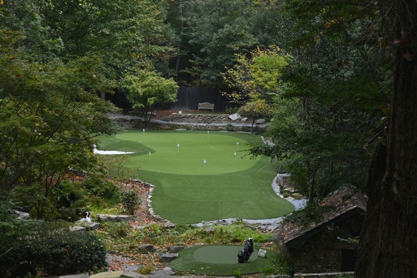 Flagstaff Synthetic Putting Green amidst trees
